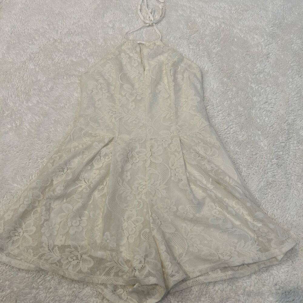 VTG Hollister Womens Fairy Lace Cottage Soft Core White Halter Romper S Resort